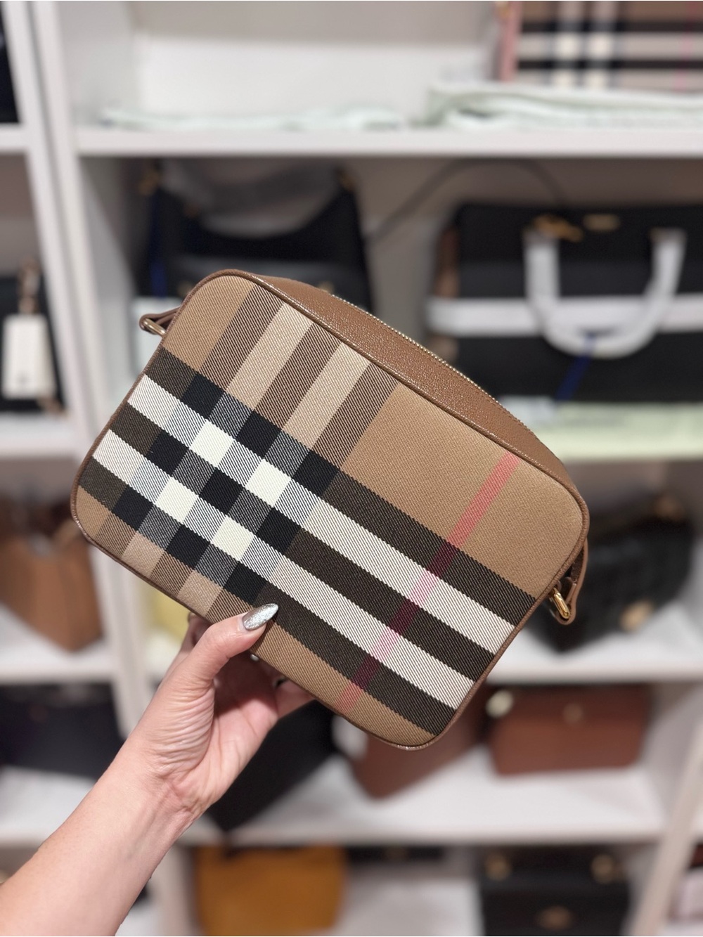Burberry Beige Tan Check Crossbody Bag